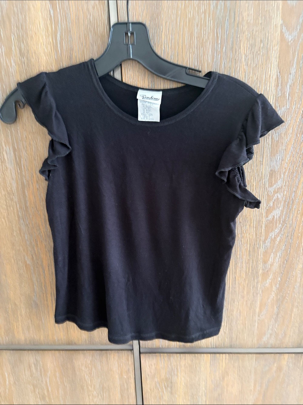 Black Ruffle Sleeve Tee - Staccato